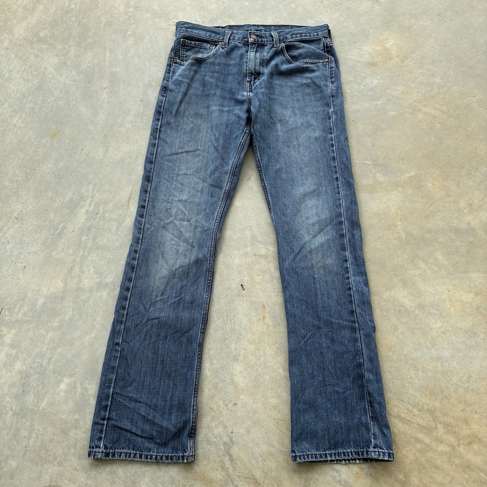 Levis 527 Jeans Mens 32x34 Blue Denim Faded Bootcut Western Cowboy Distressed